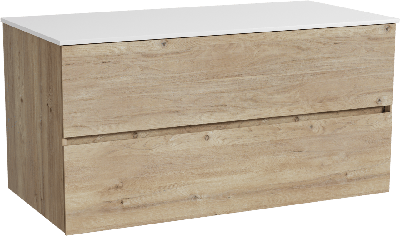 Storke Edge badkamermeubel met Tavola wastafelblad voor waskom(men)