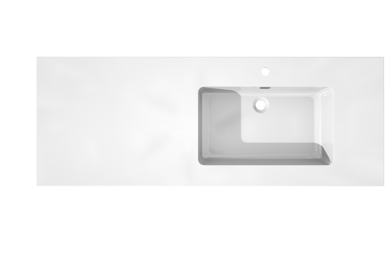 Storke Diva plan vasque asymétrique à droite marbre composite brillant 140 x 52 cm combinaison armoire 45 cm