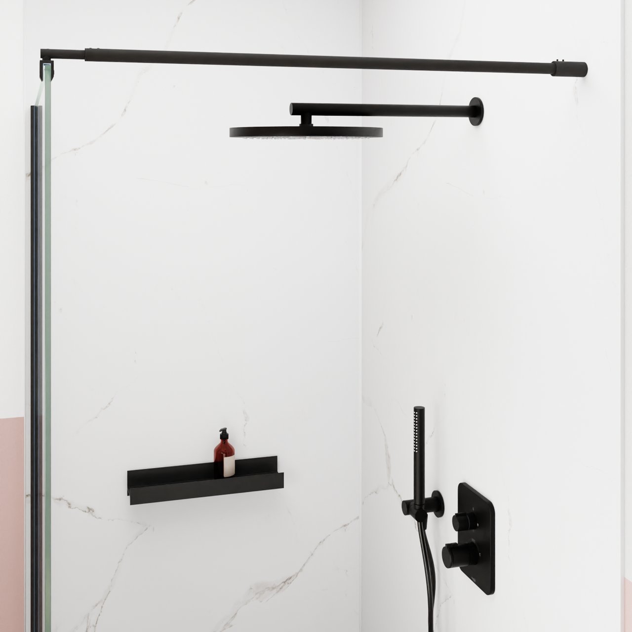 Blaufoss Nola 300 Tête de douche rond 30 cm avec support mural noir mat