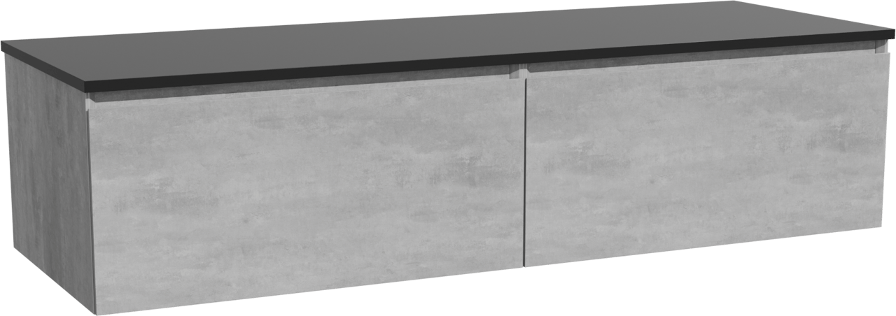 Storke Edge meuble salle de bains suspendu 150 x 52 cm béton gris foncé avec Panton tablette simple ou double en mdf enduit de poudre noir mat