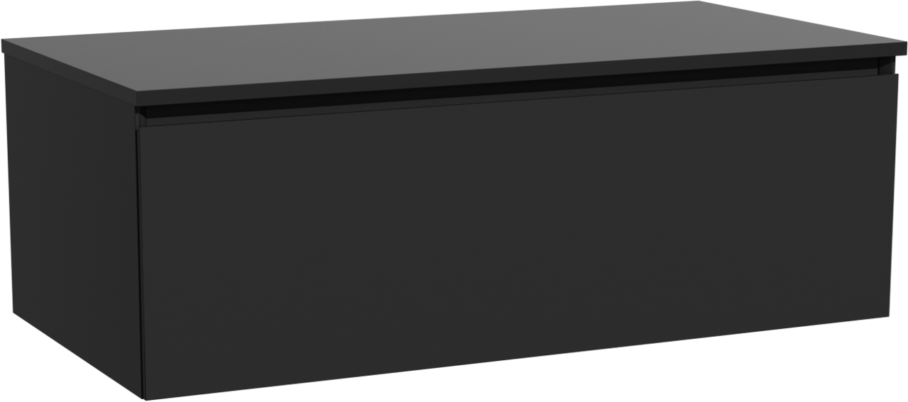 Storke Edge zwevend badmeubel 105 x 52 cm mat zwart met Panton enkel wastafelblad in gepoedercoate mdf mat zwart