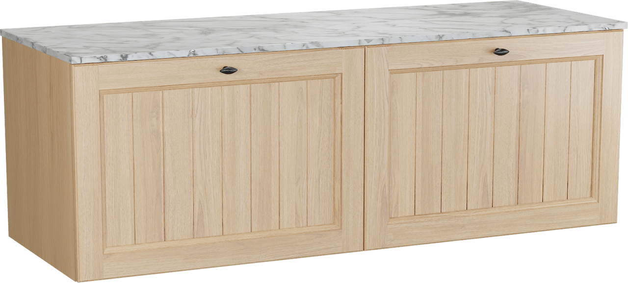Balmani Lemon meuble salle de bains suspendu 150 x 55 cm, placage chêne naturel avec Stretto tablette simple ou double en carrara