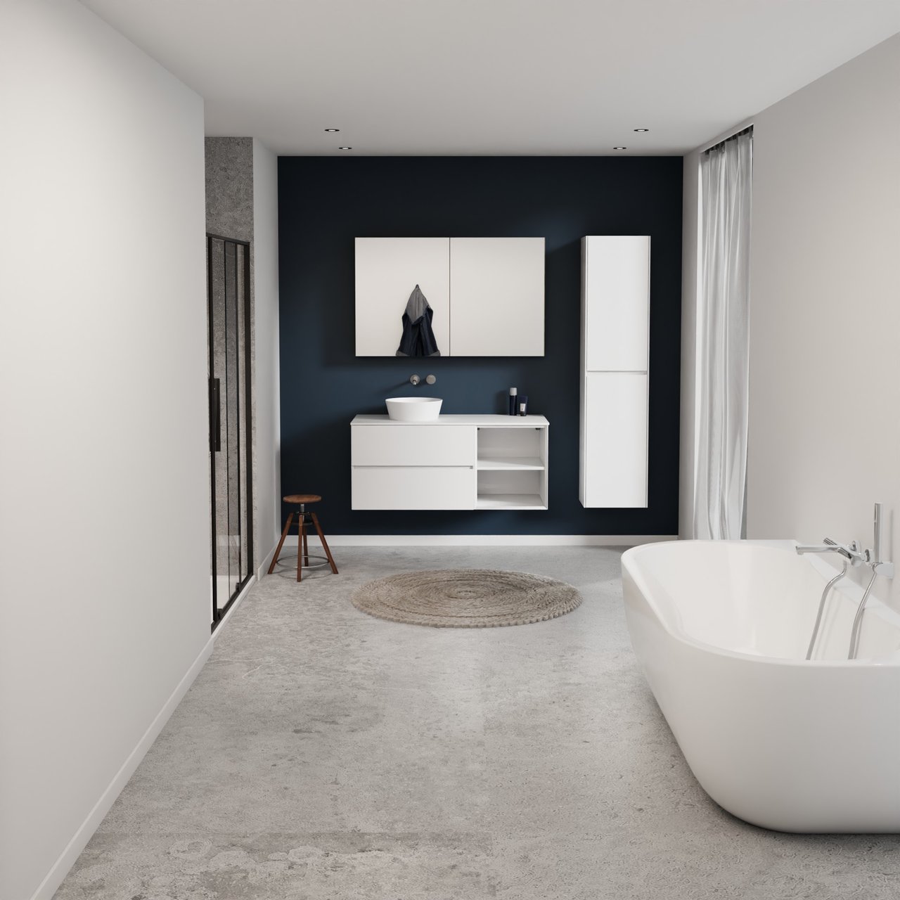 Storke Edge zwevend badmeubel 120 x 52 cm hoogglans wit met Tavola enkel of dubbel wastafelblad in solid surface mat wit