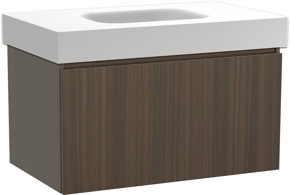 Balmani Sfera zwevend badkamermeubel 90 x 55 cm eucalyptus met Arcato enkele wastafel in solid surface mat wit