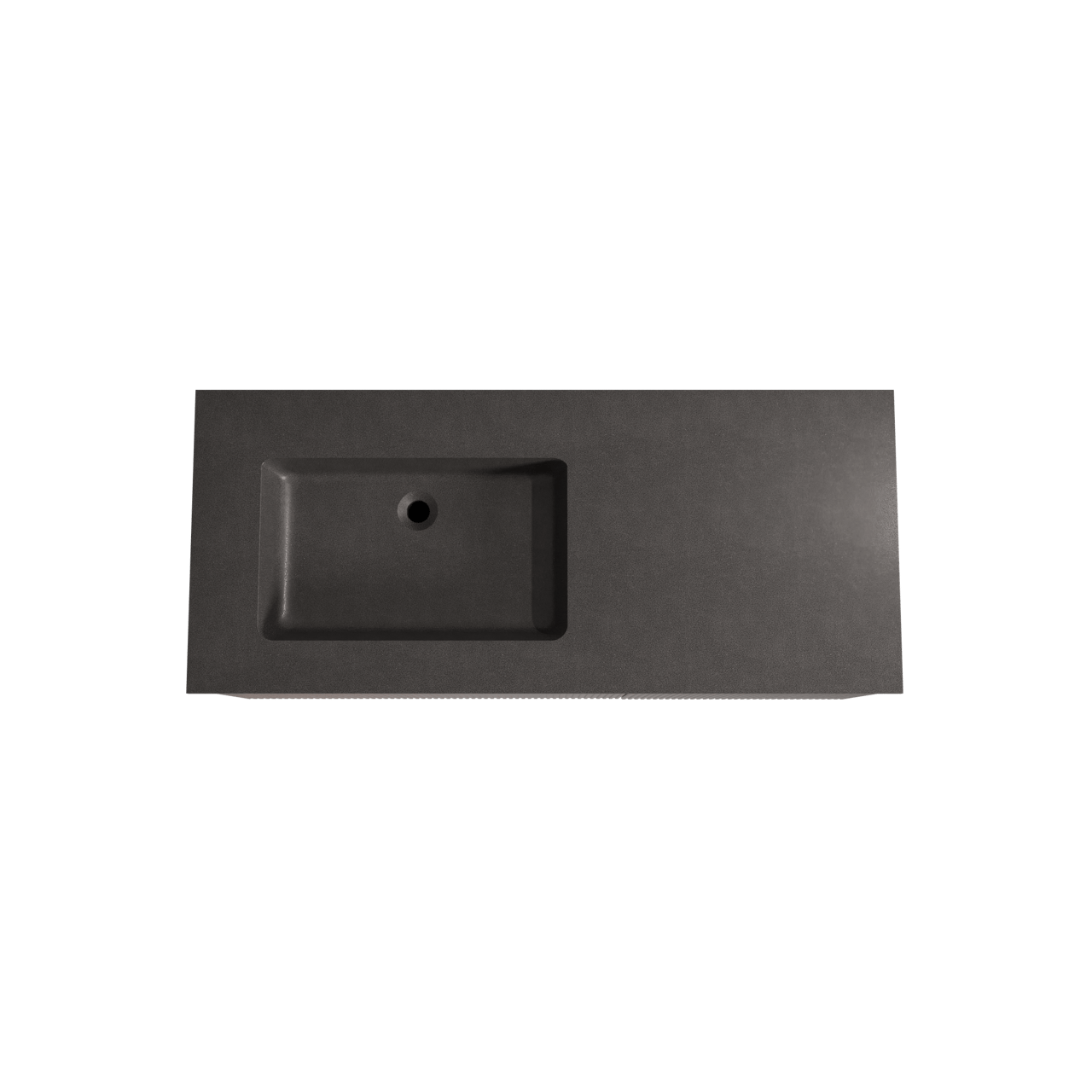 Storke Ribs zwevend badmeubel 120 x 52 cm notenhout met Scuro asymmetrisch linkse wastafel in kwarts mat zwart, Verticale symmetrische rechte ribbel