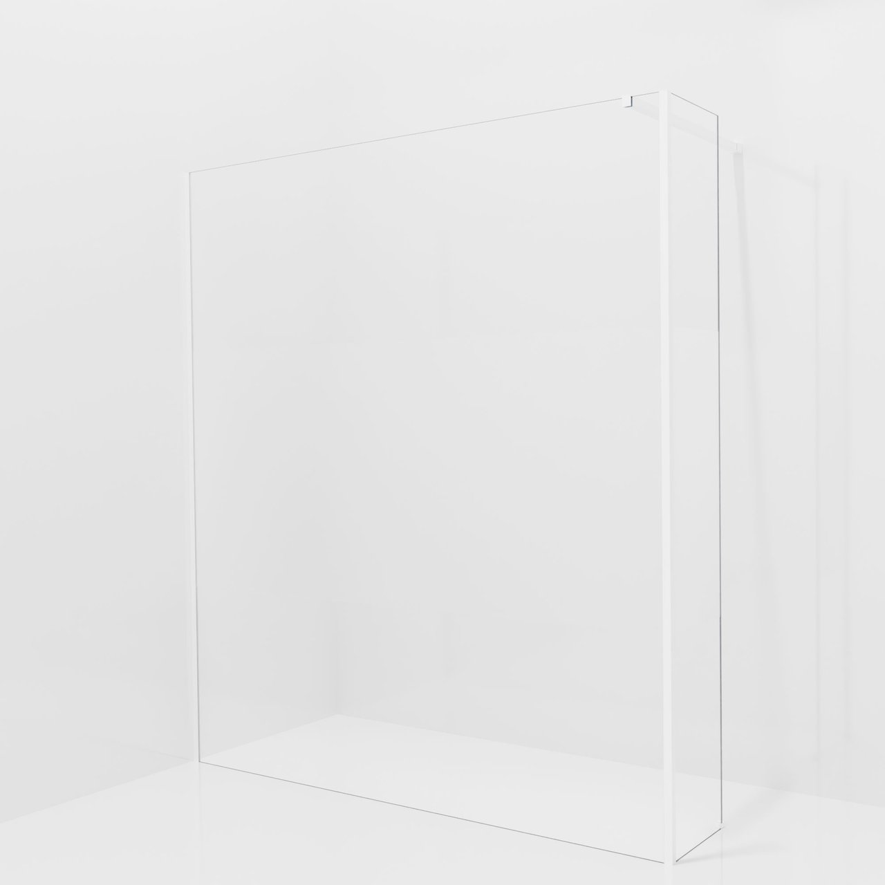 Balmani Modular Walk-In Dusche mit fester Seitenwand: 180 x 200 cm, Klarglas mit mattiertem Streifen, Profil Weiß matt