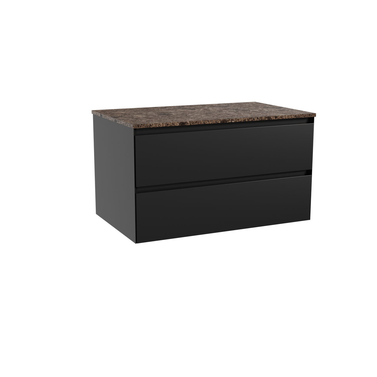 Balmani Mitra meuble salle de bains suspendu 90 x 55 cm noir mat avec Stretto tablette simple en marbre dark emperador