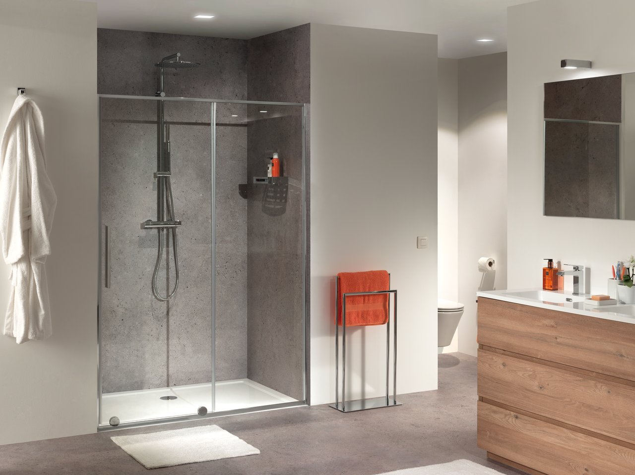 Luca Varess Morano douche schuifdeur 140 x 190 cm helder glas glans chroom profiel