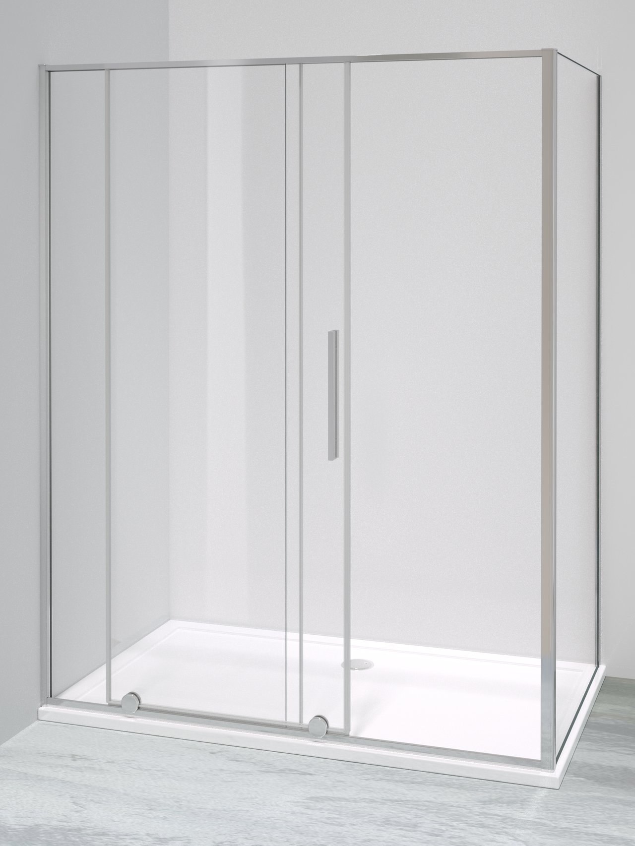 Luca Varess Morano paroi d'angle avec porte coulissante et paroi latérale fixe 90 x 160 cm verre transparent profil chrome brillant