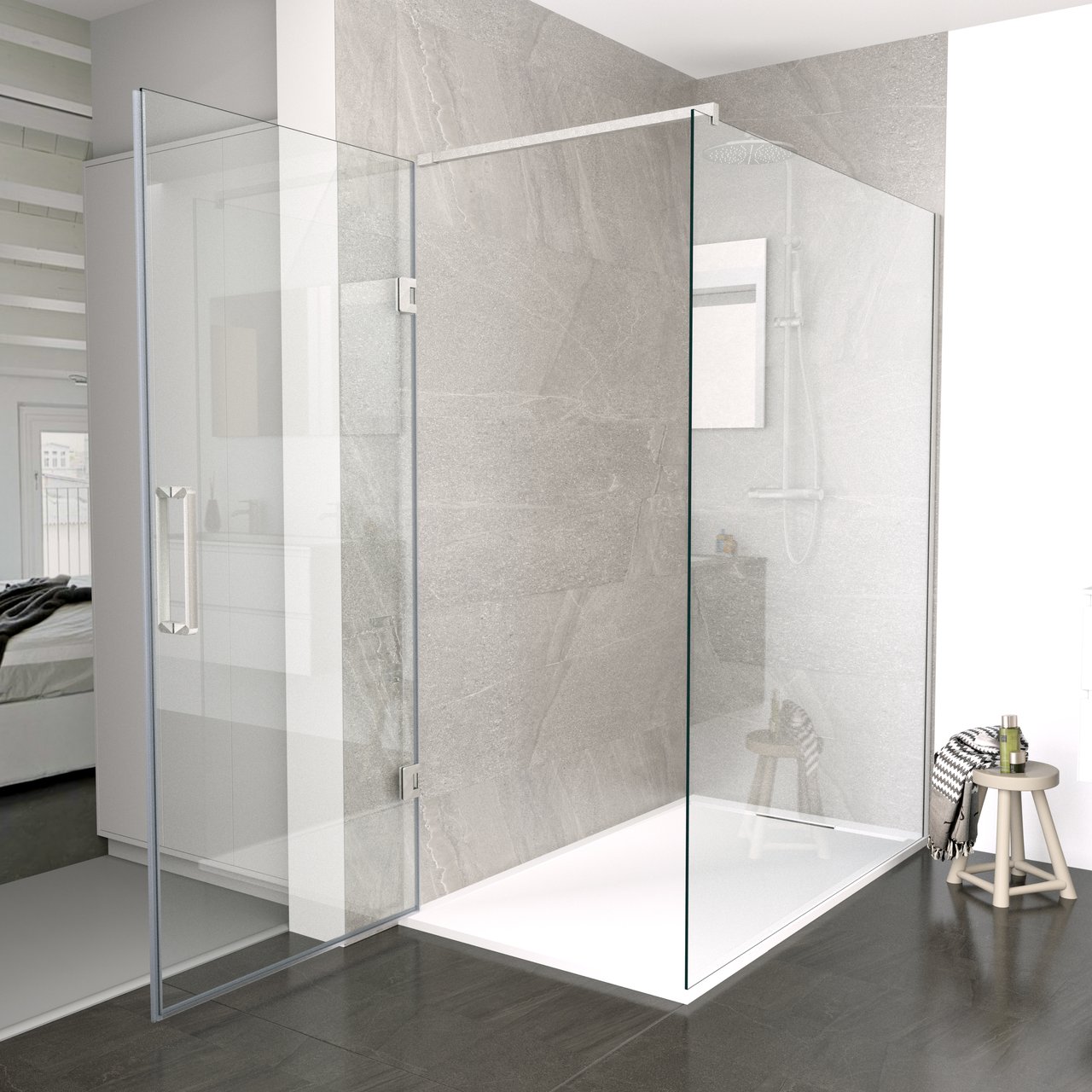 Balmani Modular douchedeur scharnieren en greep Brushed inox