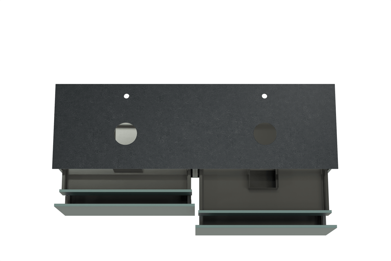 Balmani Sfera zwevend badmeubel 180 x 55 cm forest met Facetta dubbel wastafelblad in zwart graniet