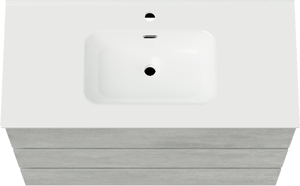 Linie Lado meuble salle de bains à poser 100 x 46 cm béton gris foncé avec Baro plan simple en porcelaine blanc brillant