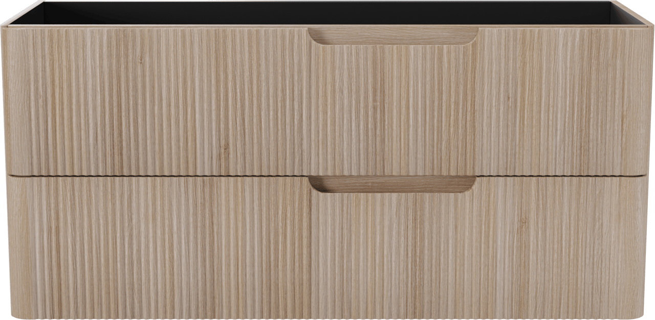 Linie Curvo meuble sous-lavabo suspendu 120 x 46 cm chêne clair 2 tiroirs Nervure sym. vert.