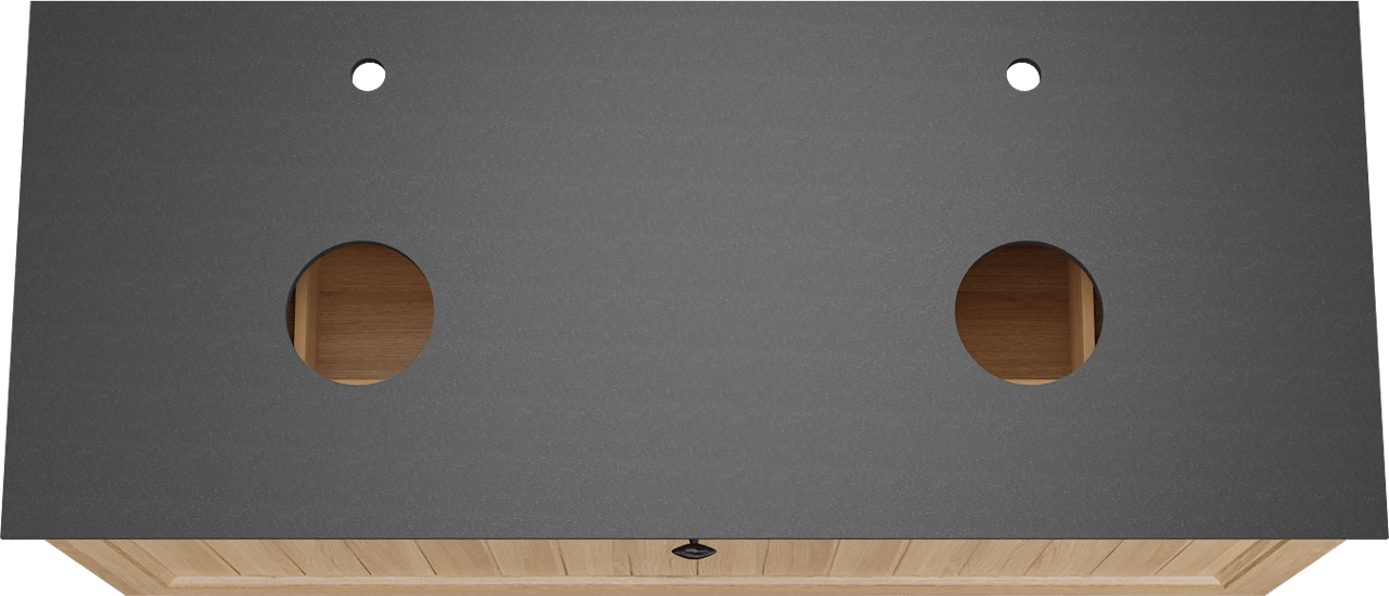 Balmani Lemon meuble salle de bains suspendu 135 x 55 cm, placage chêne naturel avec Facetta tablette double en granit noir