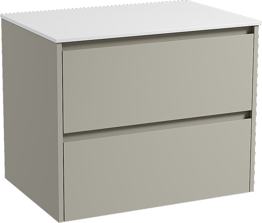 Storke Seda hängendes Möbelstück Set: 75 x 52 cm, Seidengrau, mit Tavola Einzel Waschtischplatte, Solid Surface Weiß matt