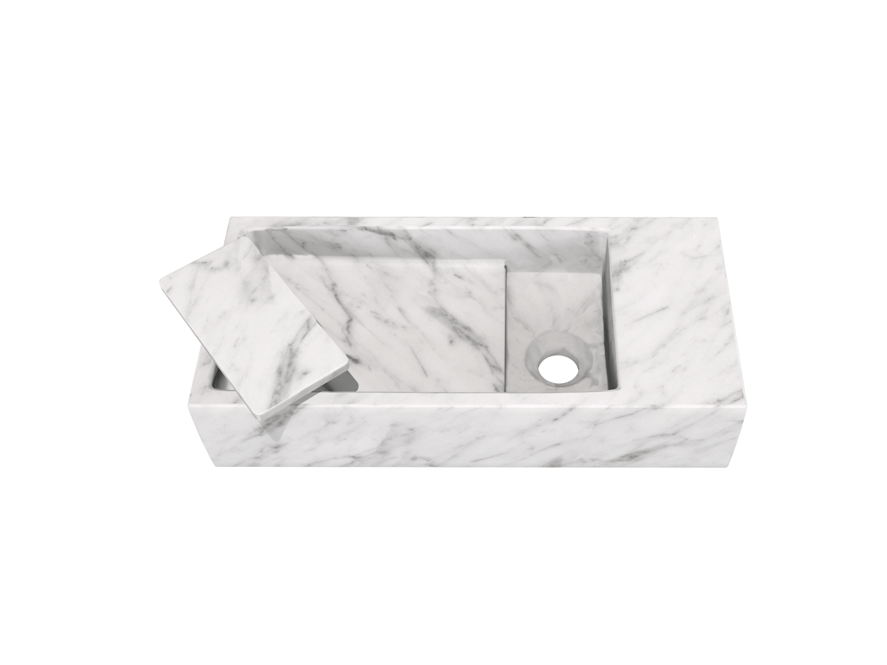 Balmani Mood Handwaschbecken: Carrara-Marmor, 45 x 20 cm