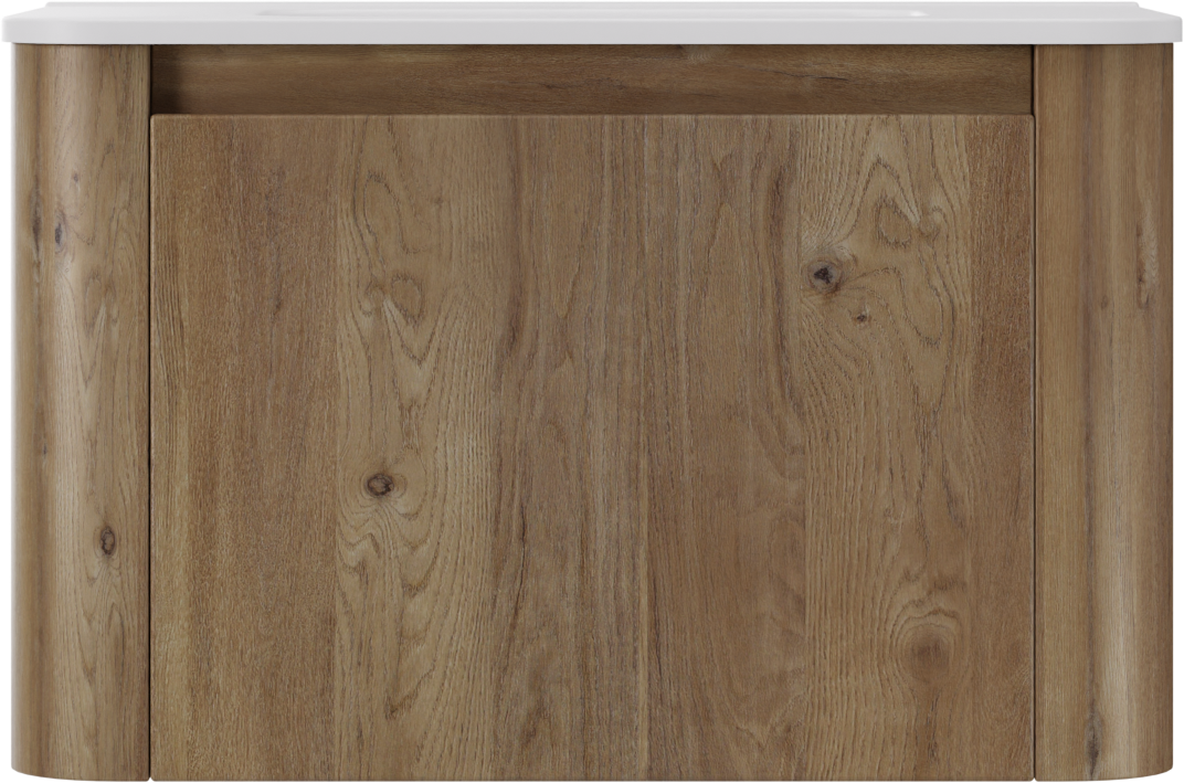 Storke Soft hängendes Möbelstück Set: 80 x 46 cm, Eiche rau, mit Kera Soft Einzelwaschtisch Keramik Weiβ matt