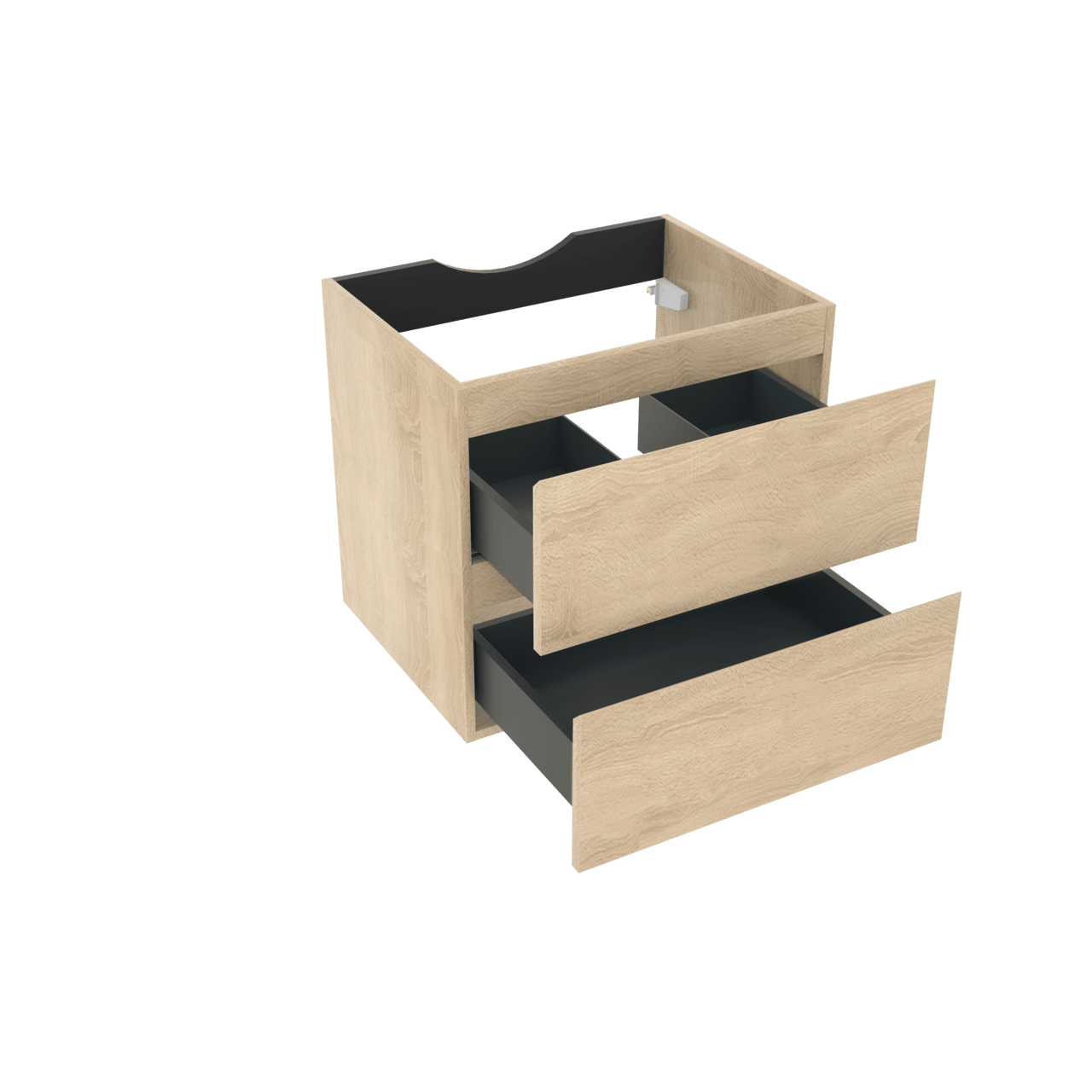 Linie Lado meuble sous-lavabo suspendu 60 x 46 cm chêne blanc 2 tiroirs