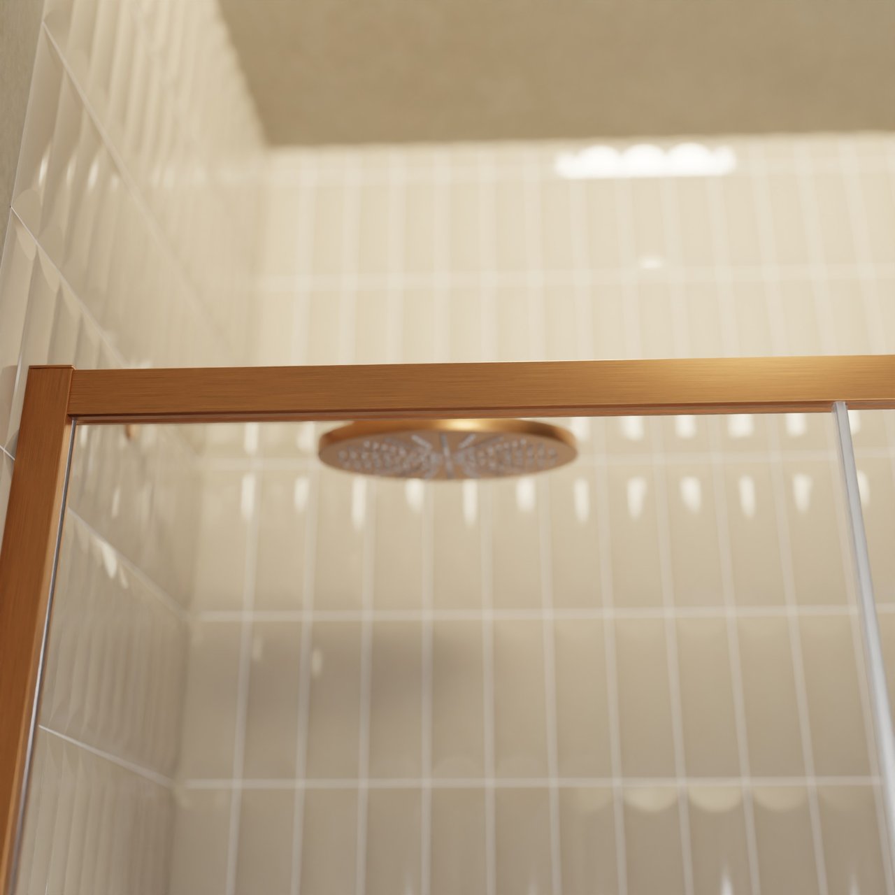 Balmani Senses Design Dusche Schiebetür, umkehrbar, 120 cm x 210 cm, Klarglas, Profil Brushed Rosegold