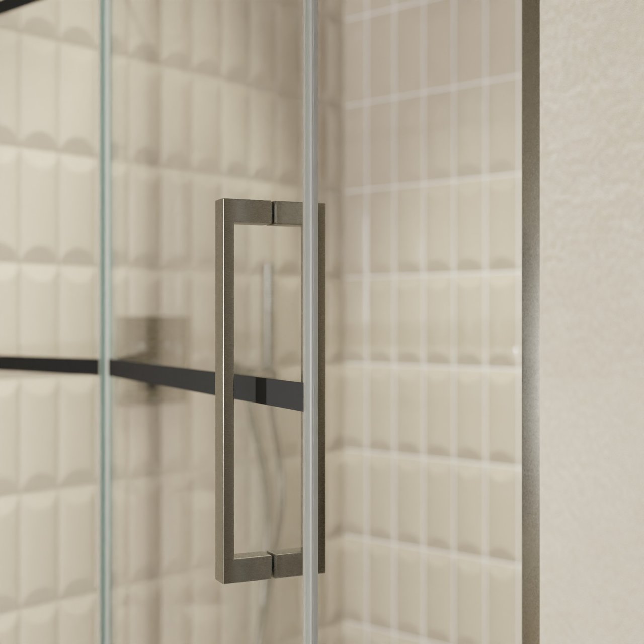 Balmani Senses Design Dusche Drehtür, Links, 120 cm x 210 cm, Lined, Profil Brushed GunMetal, inklusive Coating