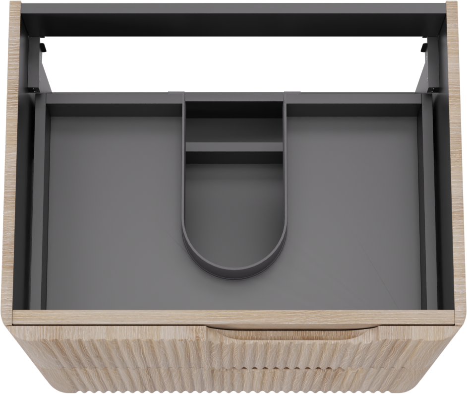 Linie Curvo meuble sous-lavabo suspendu 60 x 46 cm chêne clair 2 tiroirs Nervure sym. vert.