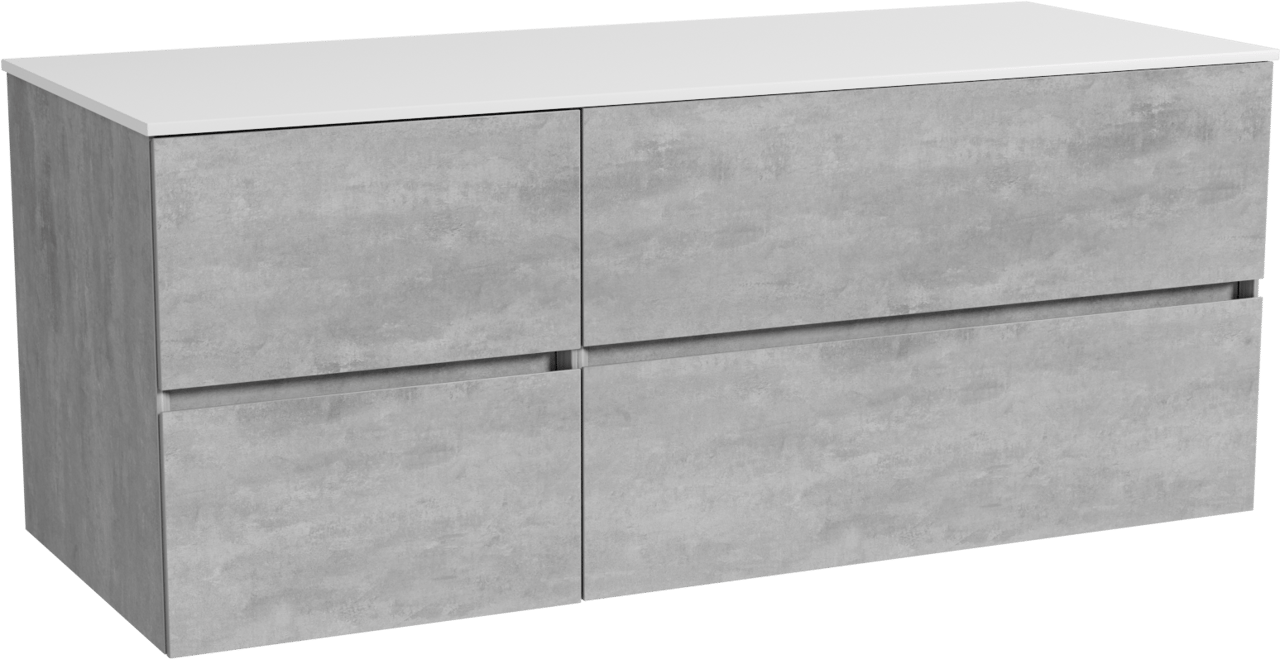 Storke Edge zwevend badmeubel 130 x 52 cm beton donkergrijs met Tavola enkel of dubbel wastafelblad in solid surface mat wit