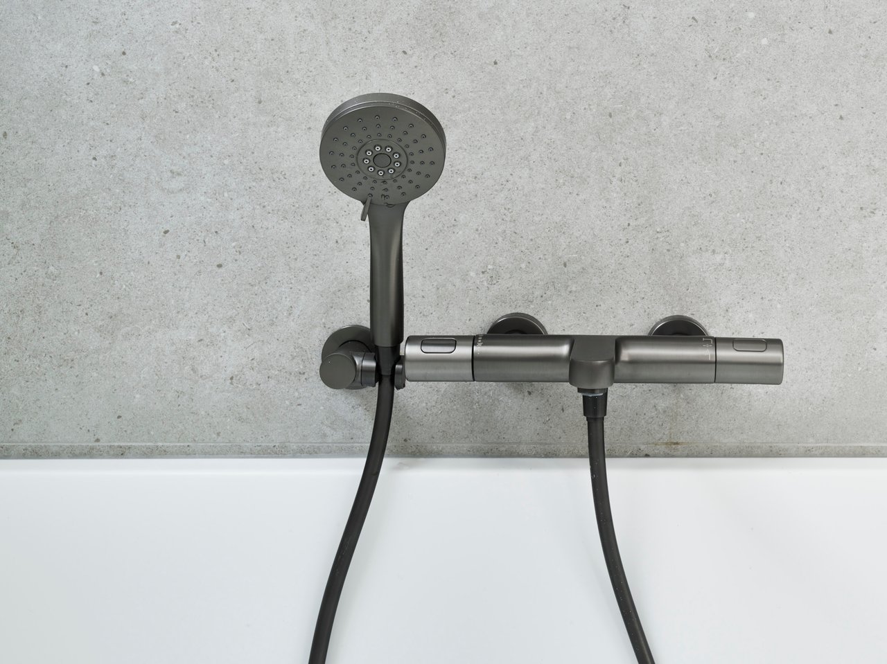 Blaufoss Round douchekop met slang 3 straalsoorten Brushed GunMetal