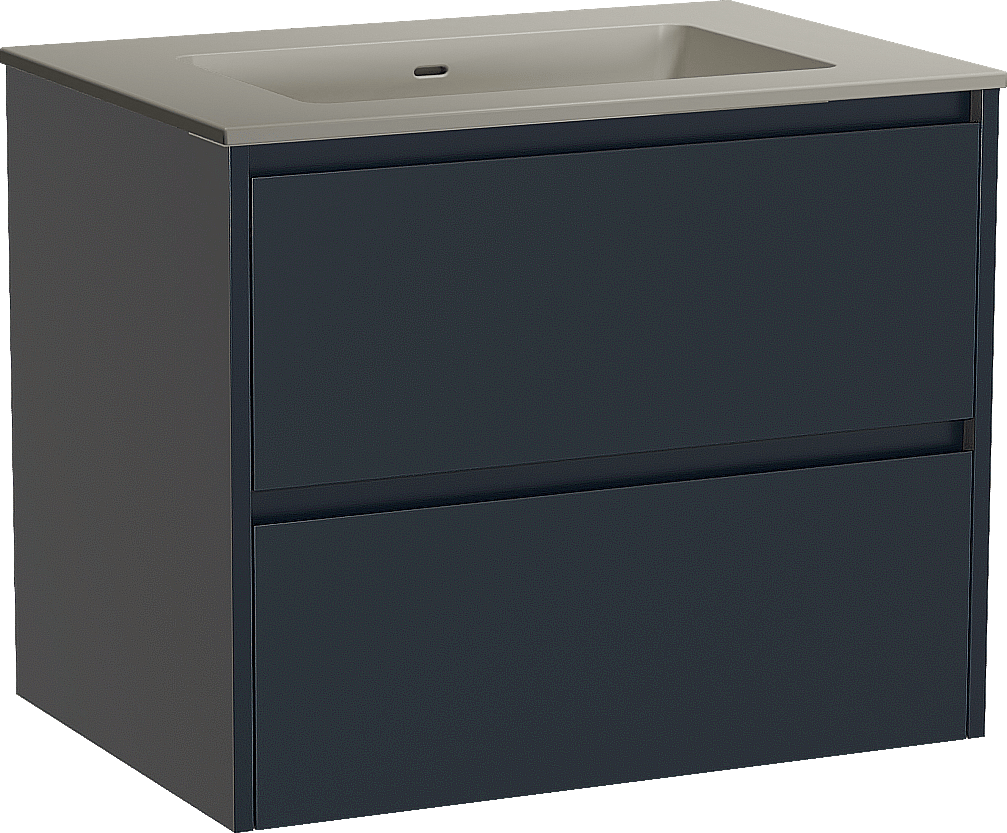 Storke Seda meuble salle de bains suspendu 75 x 52 cm bleu nuit avec Diva plan simple en top solid soie grise