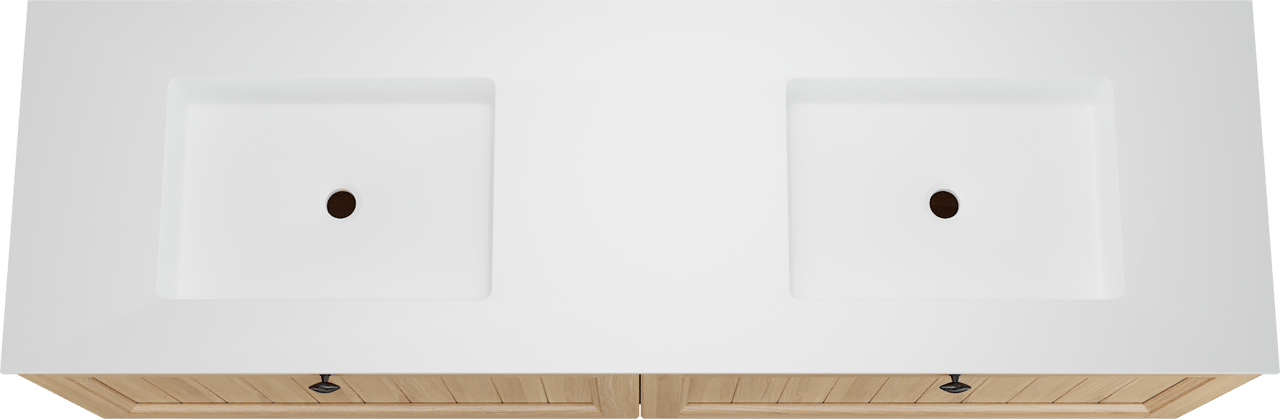 Balmani Lemon meuble salle de bains suspendu 180 x 55 cm, plaqué chêne naturel avec Tablo Stretto double vasque en blanc mat