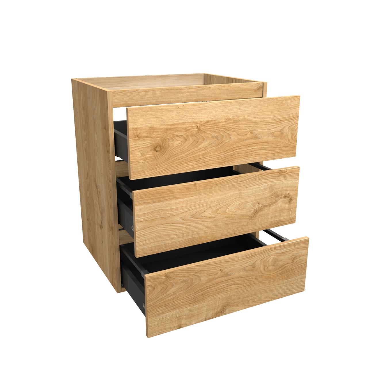 Balmani Lucida stehender Waschbeckenunterschrank: 67,5 x 55 cm, Eiche rustikal, 3 Schubladen