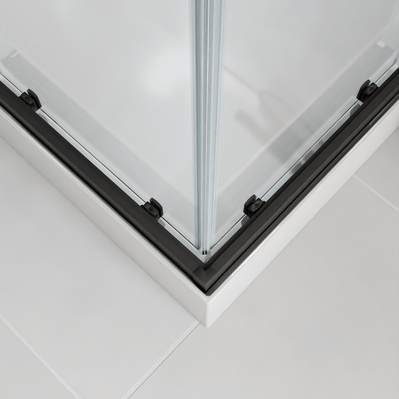 Luca Varess Talan complete douchecabine met schuifdeuren 90 x 90 cm helder glas mat zwart profiel