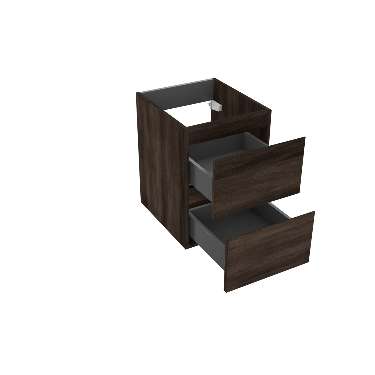 Linie Lado zwevende wastafelonderkast 40 x 46 cm donkere notelaar 2 lades