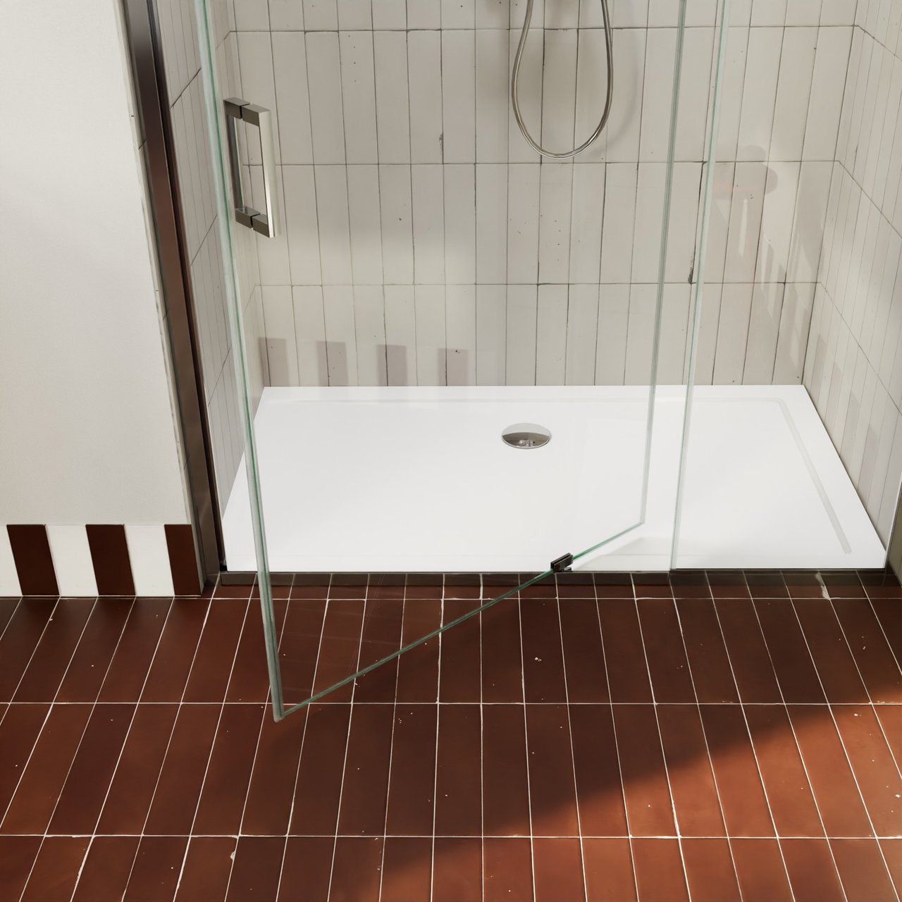 Luca Varess Vidor Telescope douchehoek met draaideur en vaste zijwand 140 x 80 cm helder glas glans chroom profiel