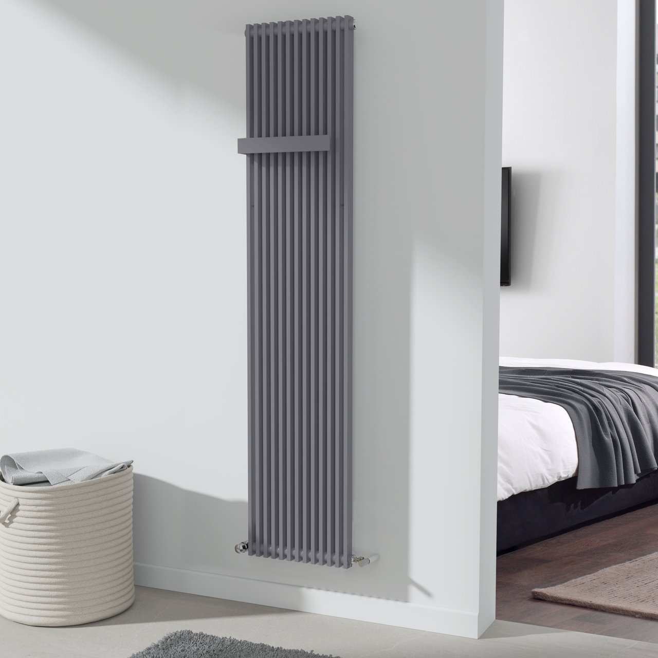 Vipera Corrason enkele badkamerradiator 40 x 180 cm centrale verwarming antraciet grijs zijaansluiting 1.339W