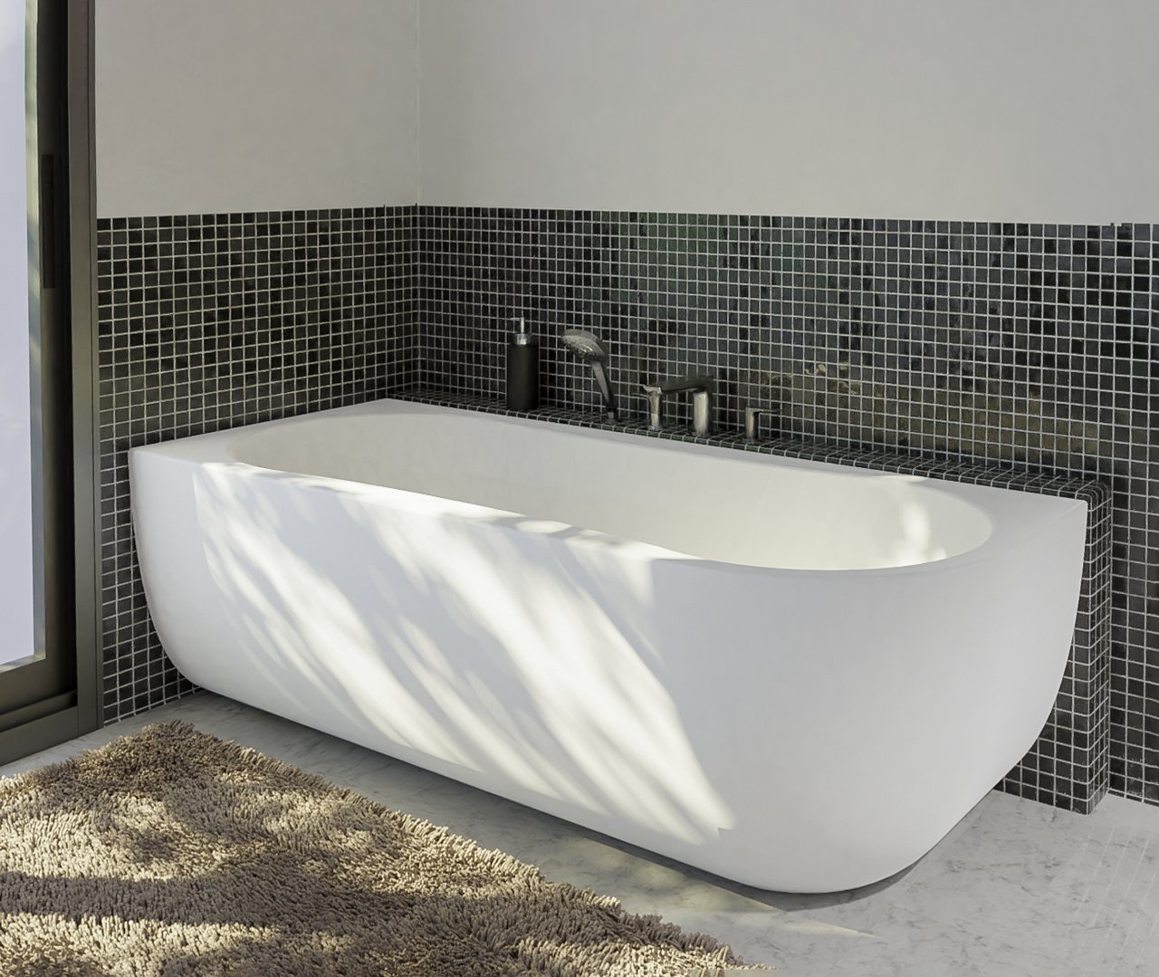 Luca Varess Ophelia tweepersoons hoekbad links 180 x 80 cm acryl mat wit