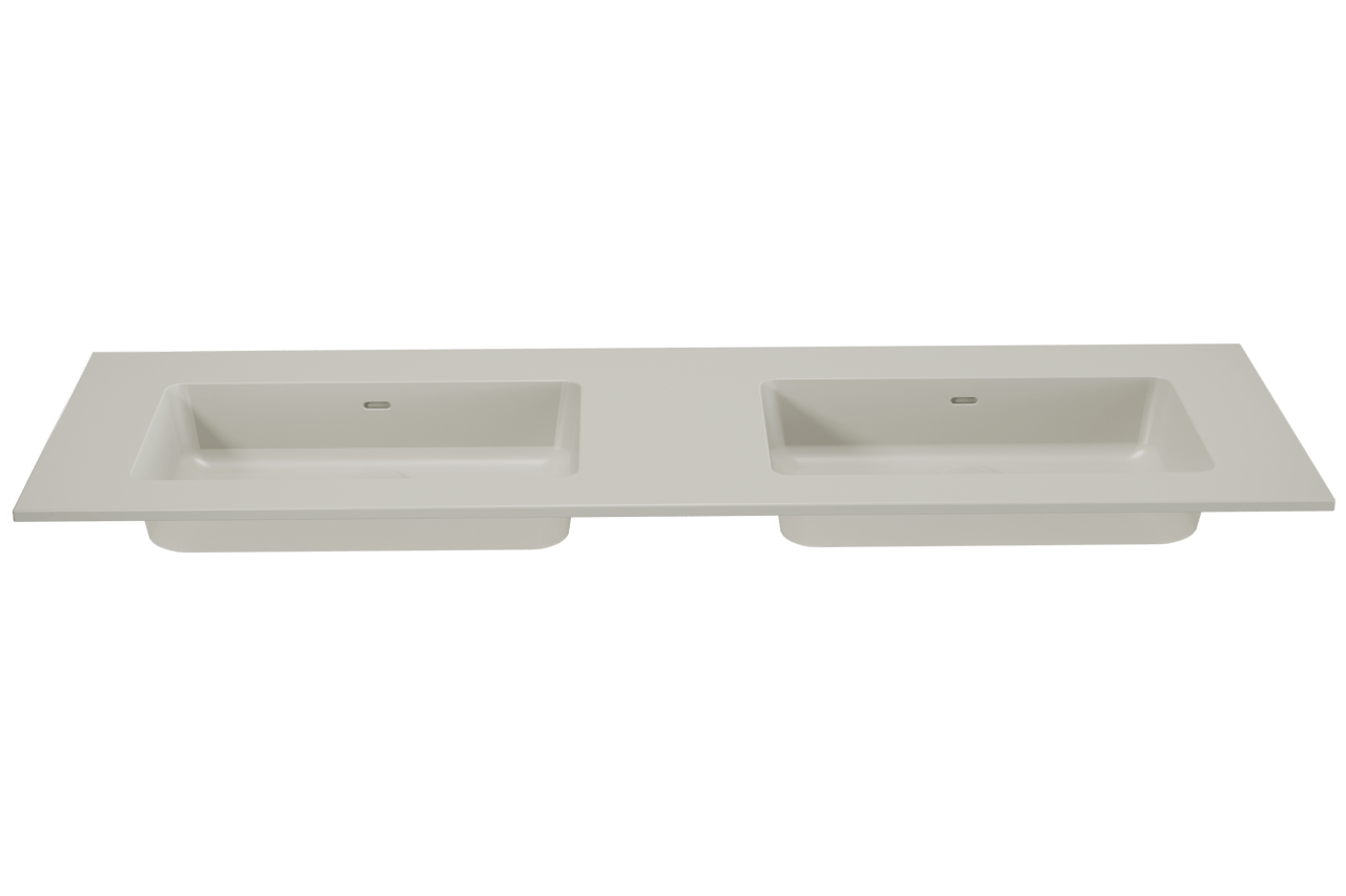 Storke Diva Doppelwaschtisch matt seidengrau Top Solid Seidengrau Matt 150 x 52 cm