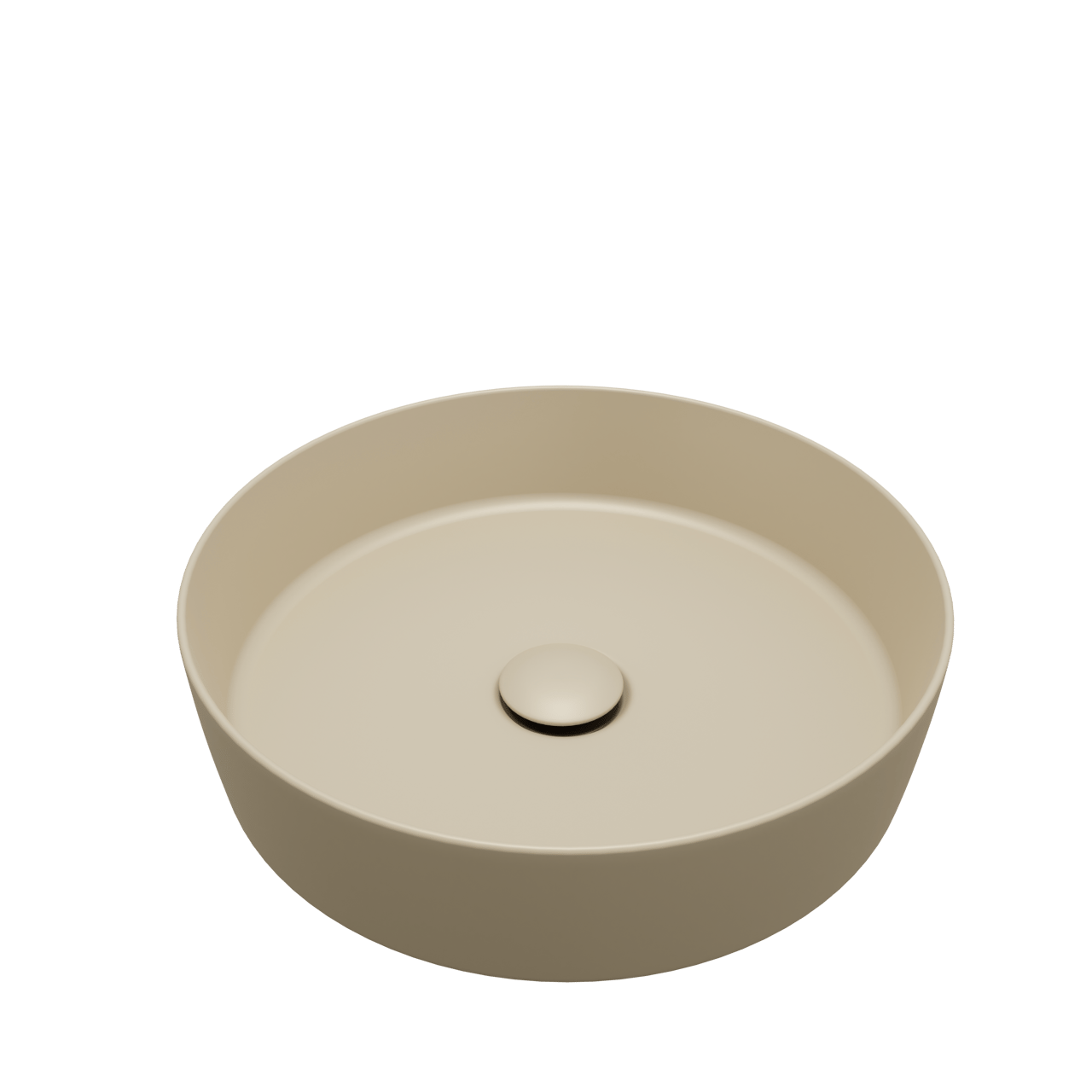 Balmani Fiyi Aufsatzwaschbecken: Matt Dune Solid Surface, rund, Ø 39 cm