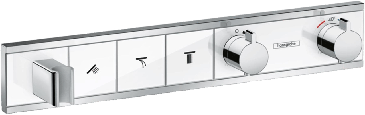 Hansgrohe Rainselect thermostat de douche encastré avec support douchette 3 fonctions chrome et blanc brillants