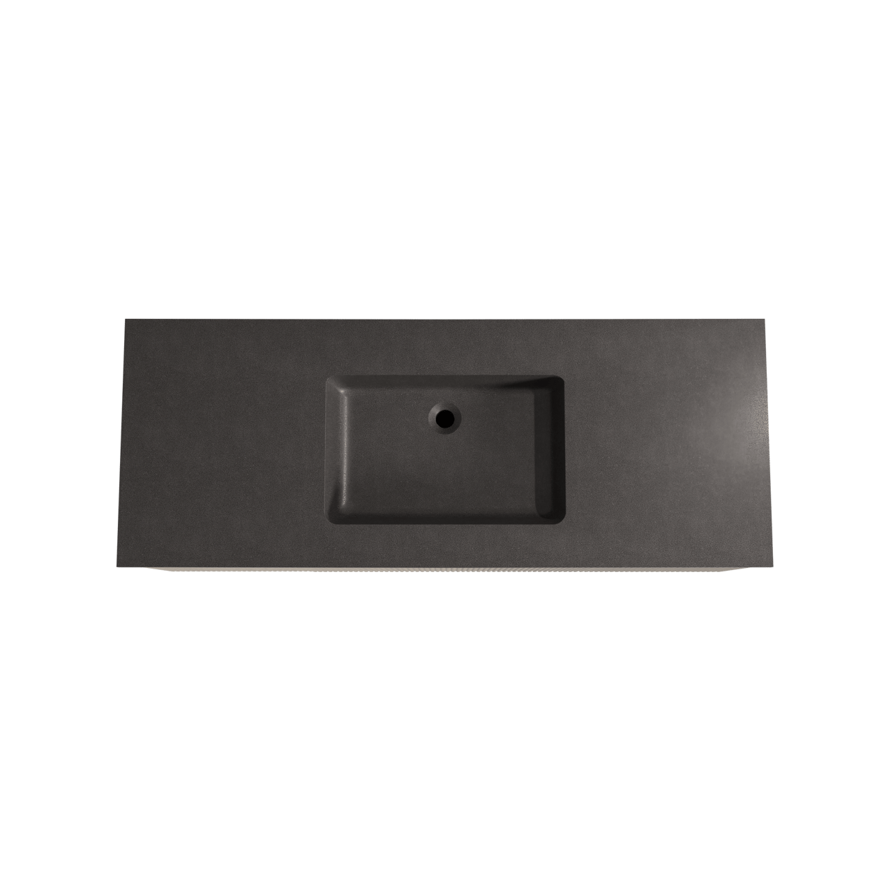 Storke Ribs meuble salle de bains suspendu 135 x 52 cm chêne brut avec Scuro plan simple en quartz noir mat, Nervure droite symétrique verticale