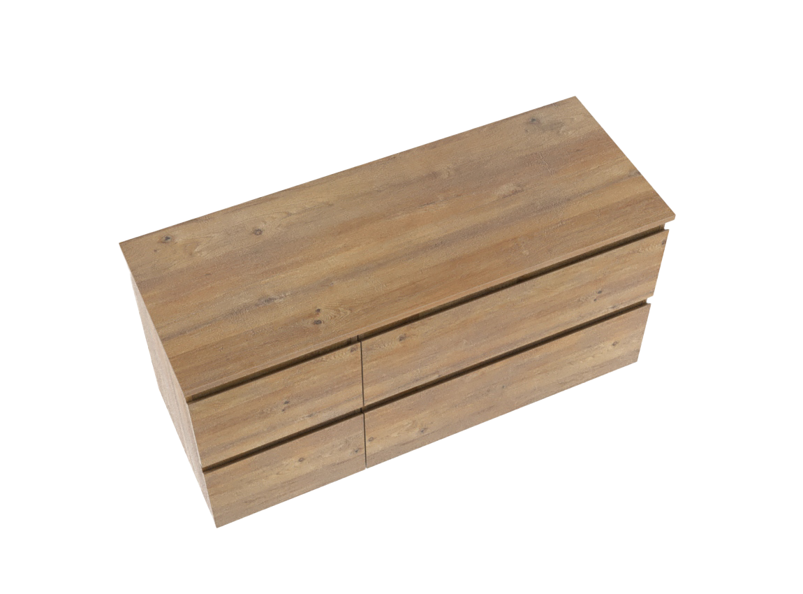 Linie Lado meuble salle de bains suspendu 120 x 46 cm chêne naturel avec Lado tablette simple ou double en mélaminé chêne naturel