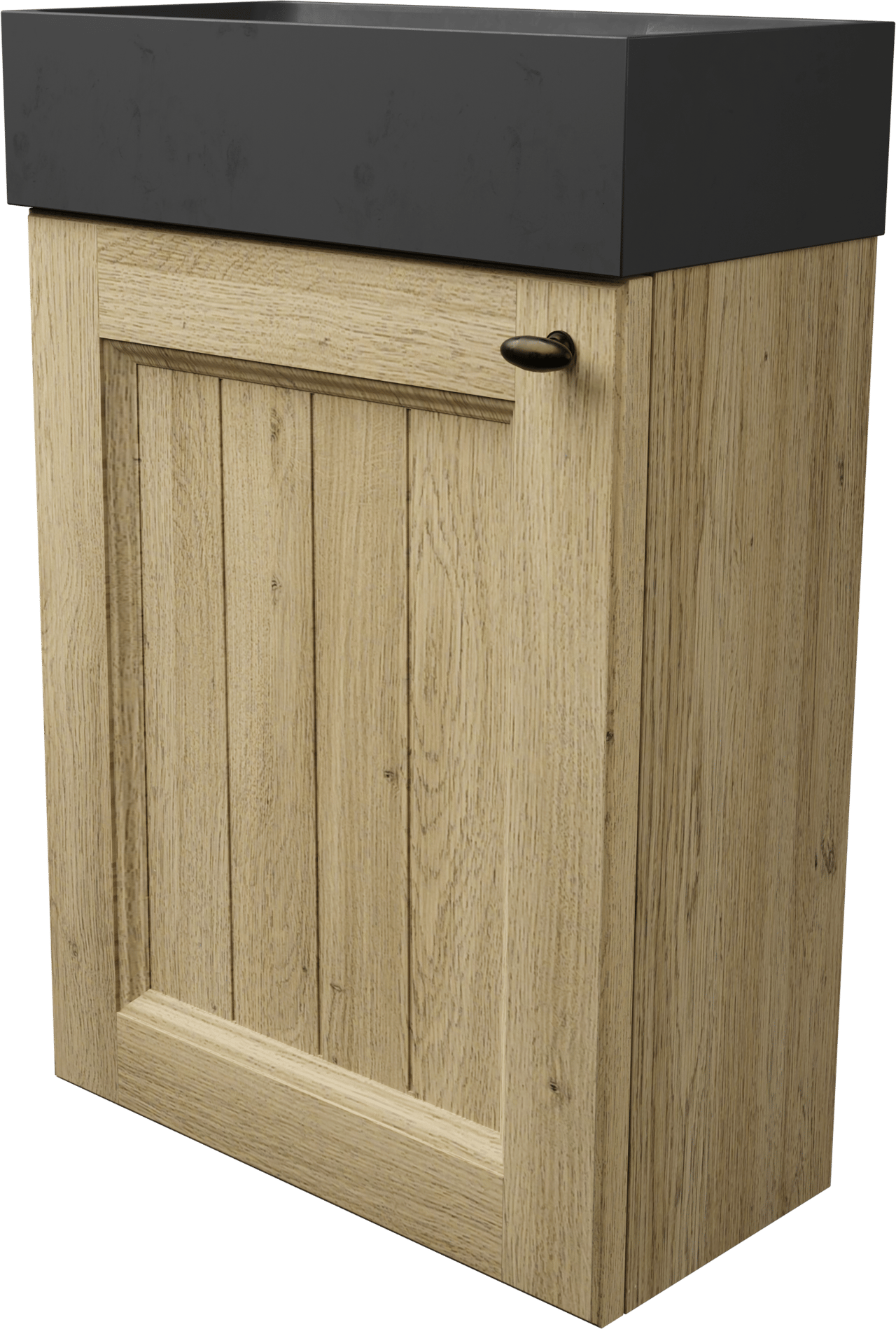 Balmani Lemon zwevend toiletmeubel 42 x 21 cm verweerd eiken met Dama wastafel in verzoete graniet