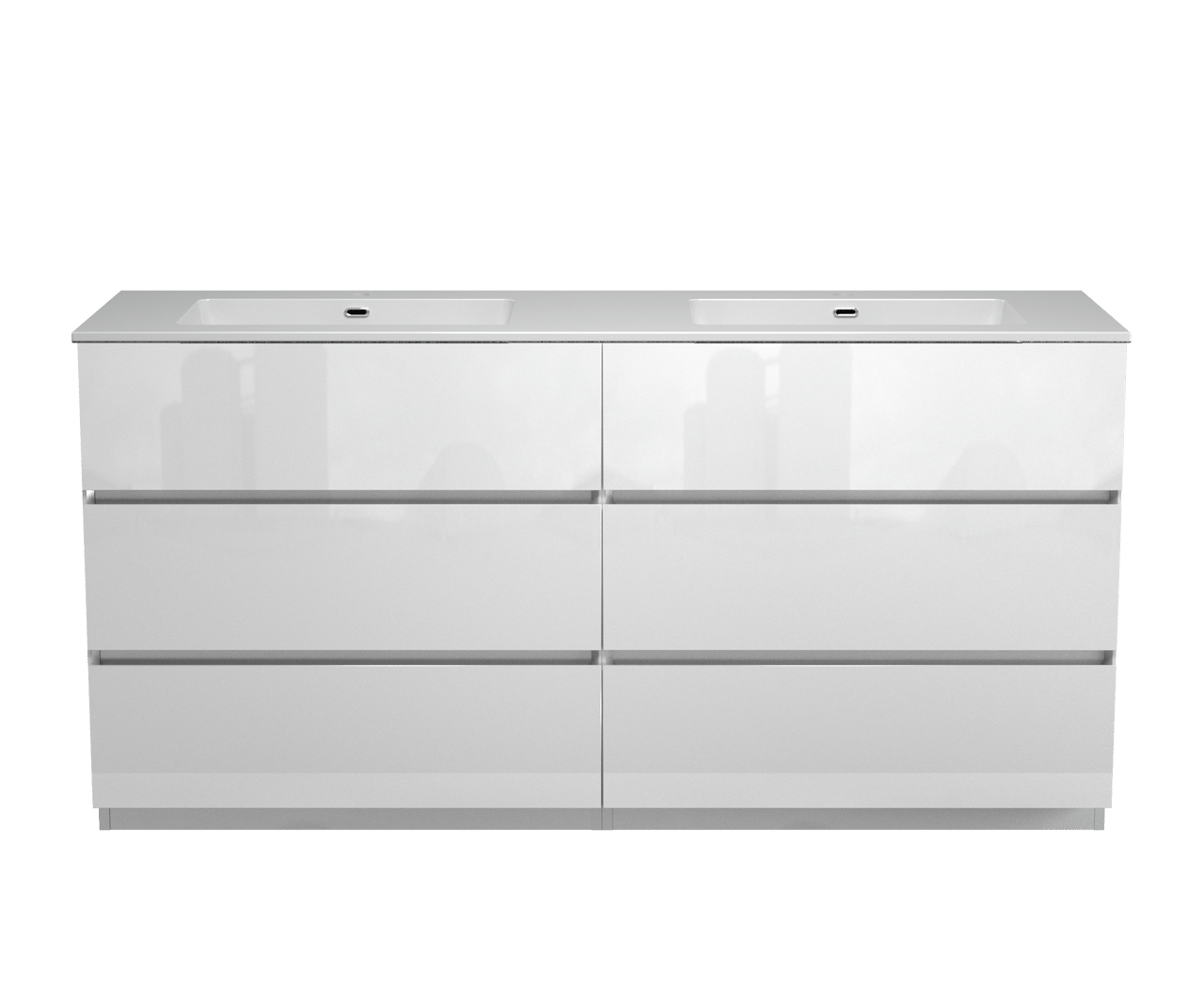 Storke Edge meuble salle de bains à poser 170 x 52 cm blanc brillant avec Diva double vasque en marbre composite blanc brillant