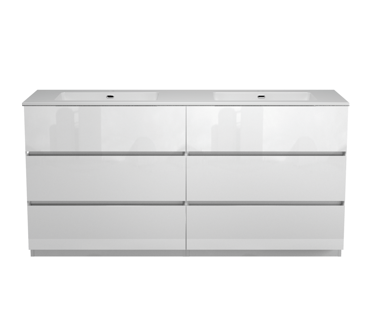 Storke Edge meuble salle de bains à poser 170 x 52 cm blanc brillant avec Diva double vasque en marbre composite blanc brillant