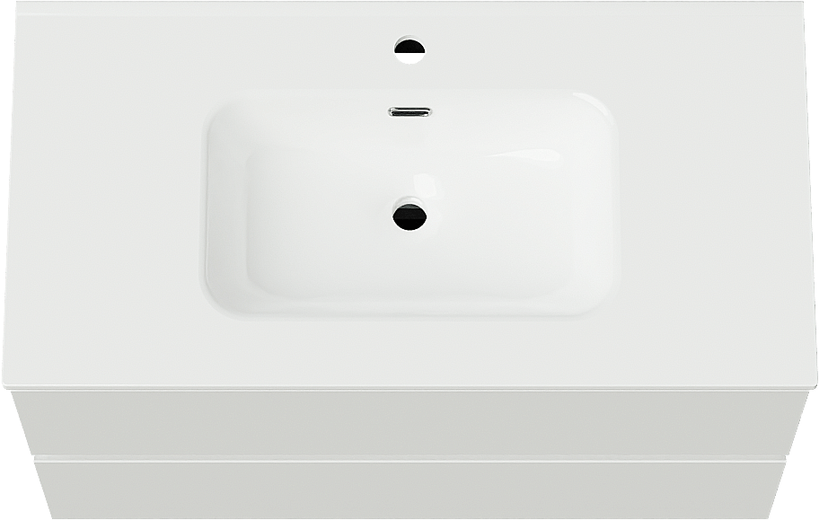 Linie Lado meuble salle de bains suspendu 90 x 46 cm blanc brillant avec Baro plan simple en porcelaine blanc brillant