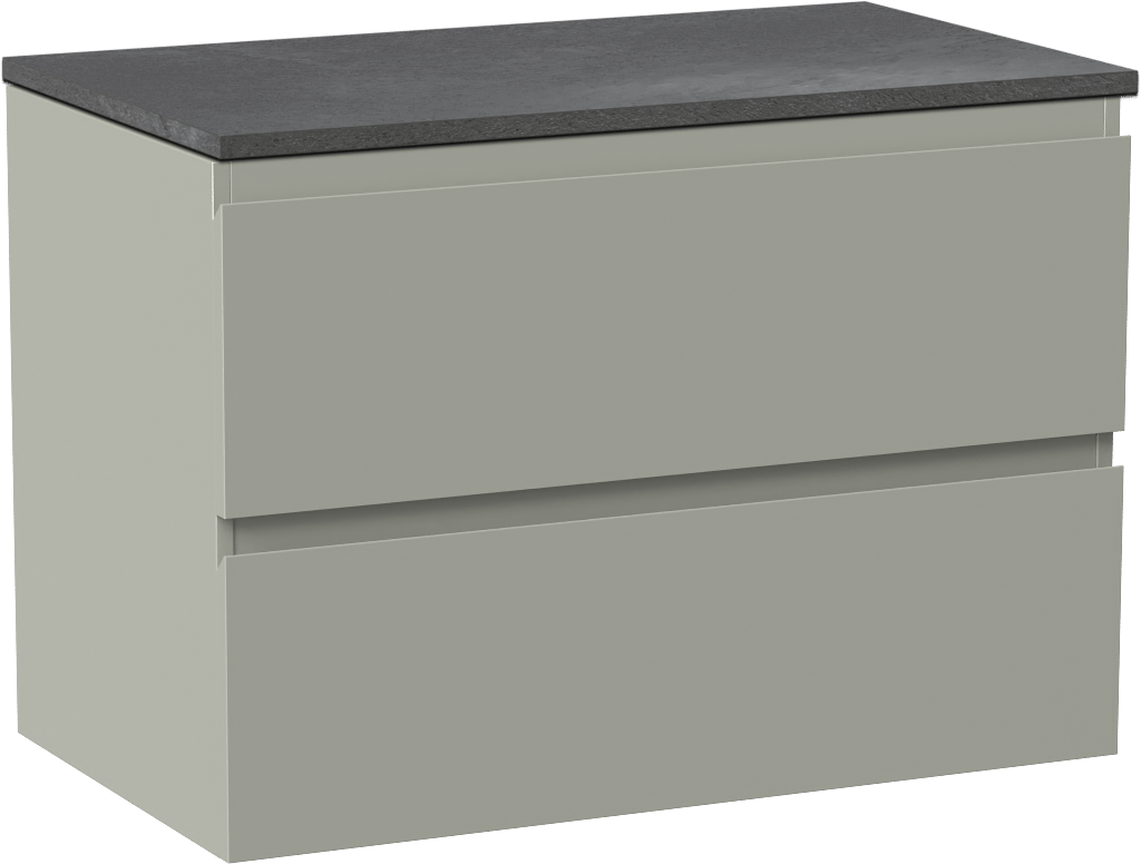 Linie Lado zwevend badmeubel 80 x 46 cm greige met Lado enkel wastafelblad in melamine grijze leisteen