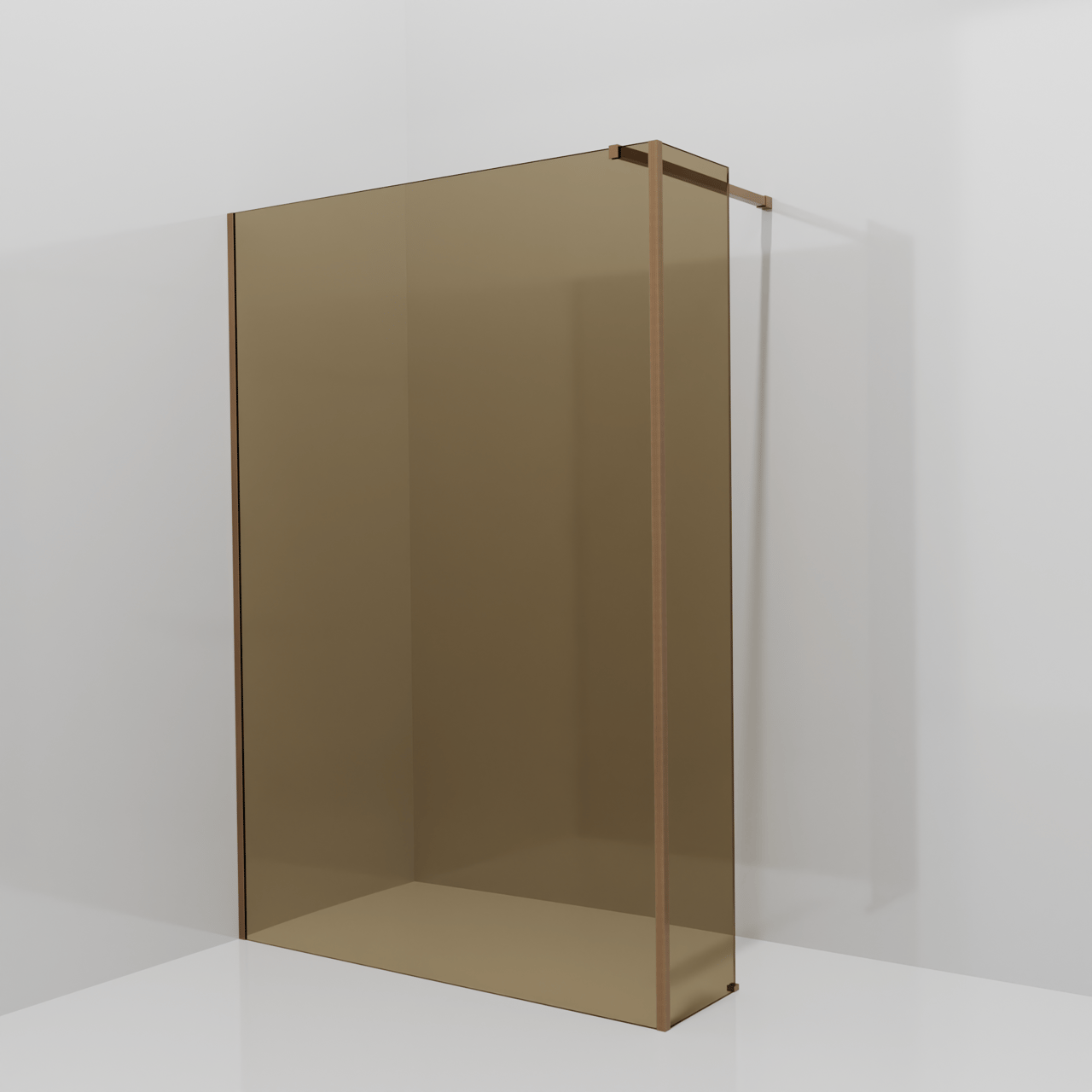 Balmani Modular inloopdouche met vaste zijwand: 140 x 200 cm, Brons glas, Brushed Rosegold profielen