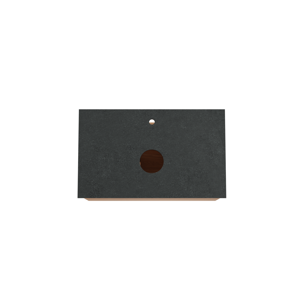 Balmani Mitra hängendes Möbelstück Set: 90 x 55 cm, Teak, mit Facetta Einzel Waschtischplatte, Schwarzes Granit