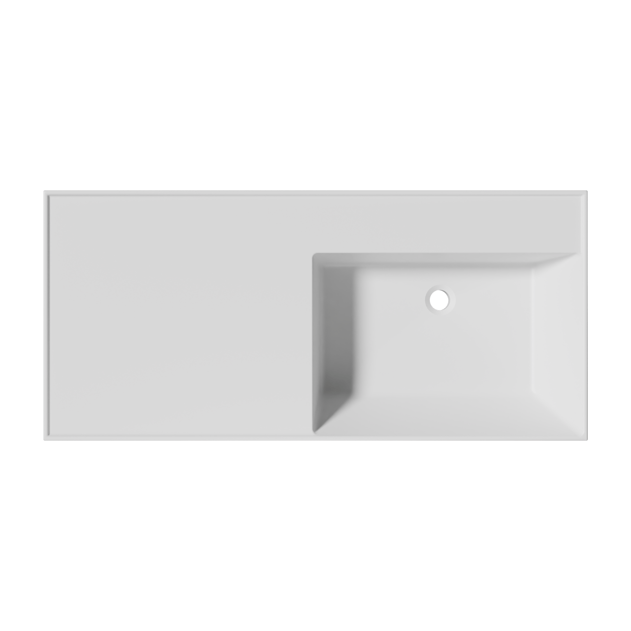 Balmani Argila asymmetrisch rechtse wastafel composietmarmer mat wit 100 x 46 cm