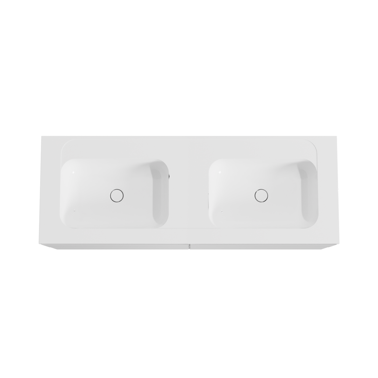 Balmani Mitra hängendes Möbelstück Set: 150 x 55 cm, Weiß matt, mit Tablo Strada Doppelwaschtisch, Marmorkomposit Weiß glänzend