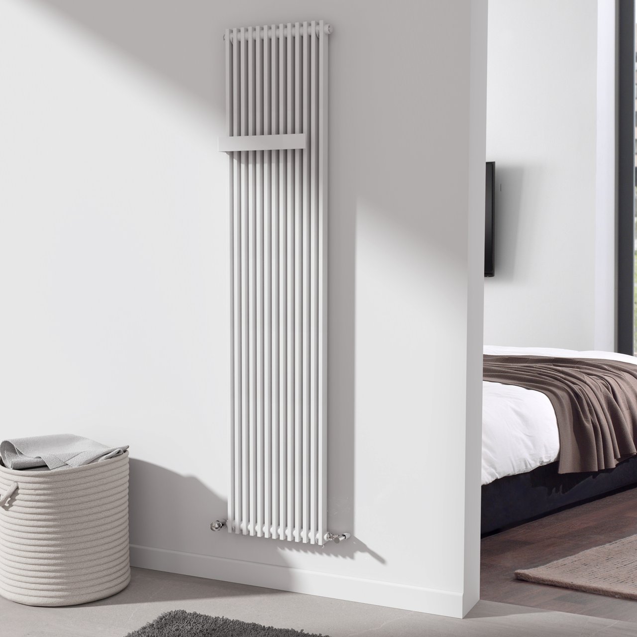 Vipera Corrason enkele badkamerradiator 40 x 180 cm centrale verwarming mat wit zijaansluiting 1.212W